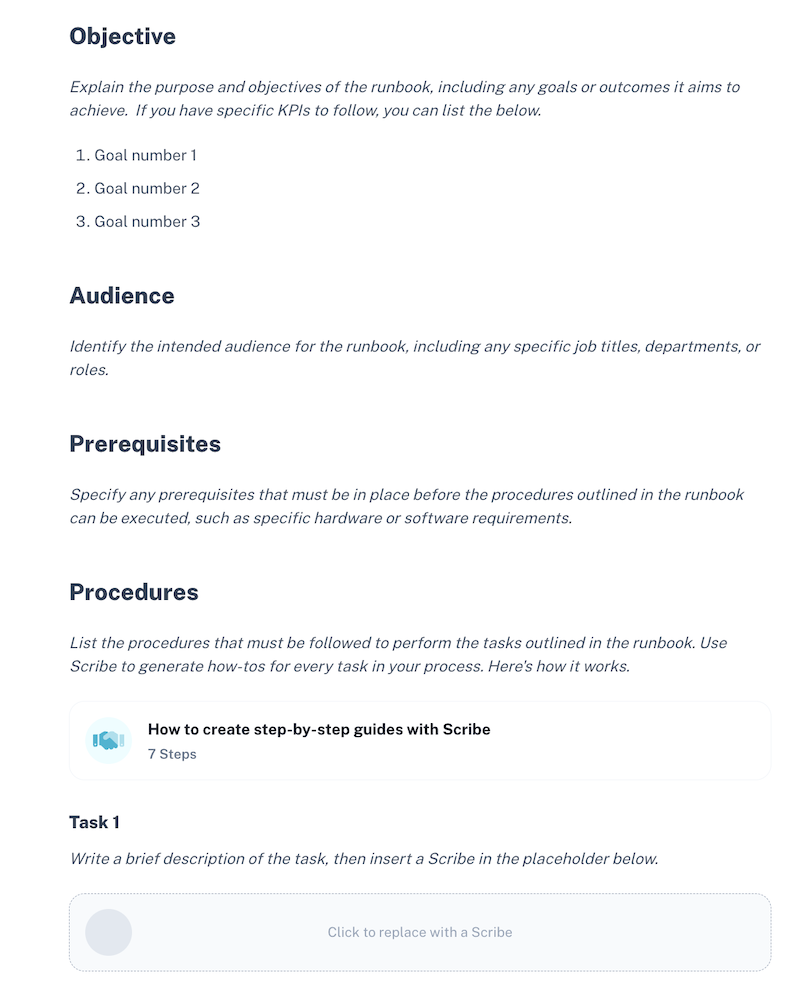 Runbook Template Scribe
